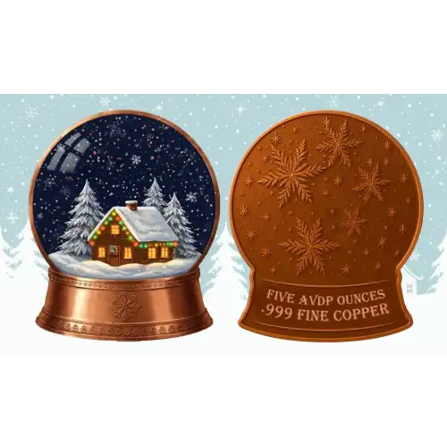 5oz Winter Wonderland Snow Globe Colorized .999 Copper Round in Capsule