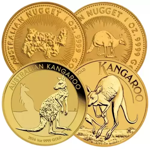 Any Year - 1oz Australian Perth Mint Nugget / Kangaroo .9999 Gold Coin (3)