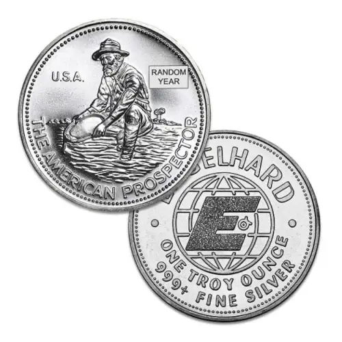 Any Year 1oz Engelhard Silver Prospector Round (Our Choice)