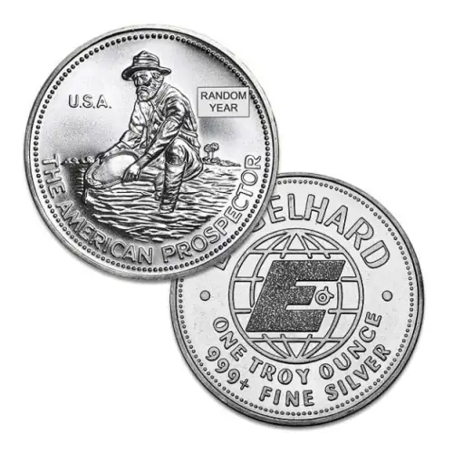 Any Year 1oz Engelhard Silver Prospector Round (Our Choice)