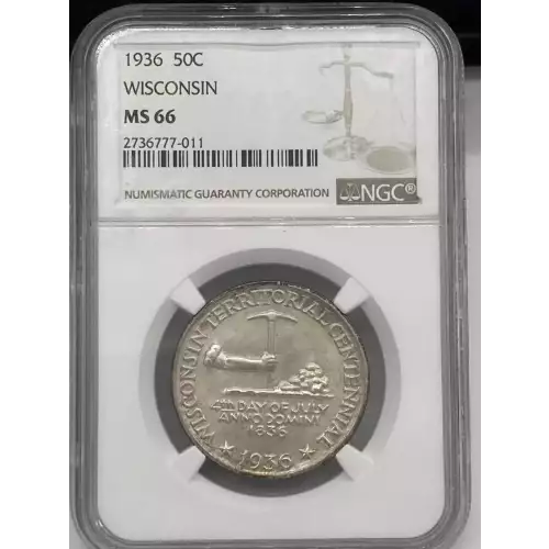 Classic Commemorative Silver--- Wisconsin Territorial Centennial 1936 -Silver- 0.5 Dollar (5)