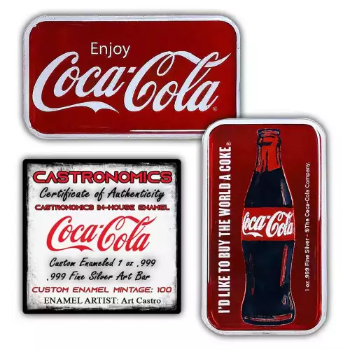 Coca-Cola Enameled 1 oz Silver Bar