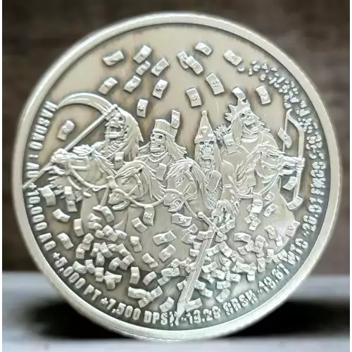 Four Horsemen of the Financial Apocalypse HR Antiqued 1 oz Silver Round