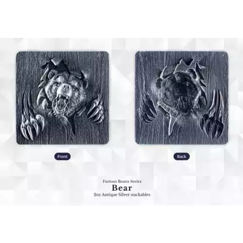 Furious Beasts Series – Bear 2oz Silver Stacker Ag 999