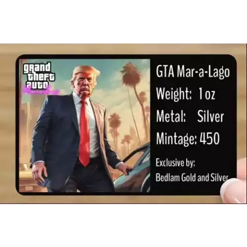 Grand Theft Auto Mar-A-Lago Double Sided Colorized 1 oz Silver Bar