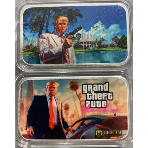 Grand Theft Auto Mar-A-Lago Double Sided Colorized 1 oz Silver Bar (3)