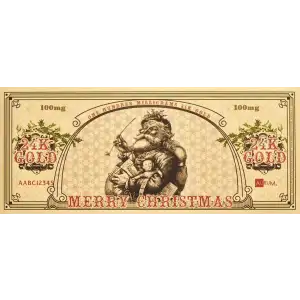 Merry Christmas Santa Bucks 100mg (0.1g) Gold Foil Note