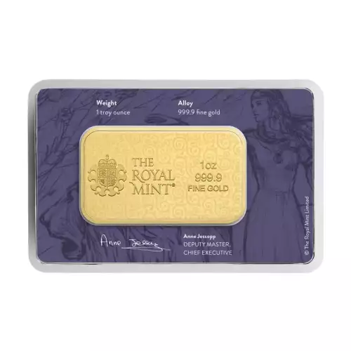 New Design 1 oz Una and the Lion .9999 Gold BU Bar