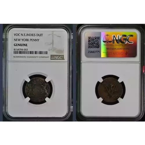 NGC Certified Genuine Dutch New York Penny
