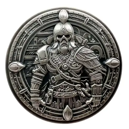 Norse Warrior UHR Antiqued 2 oz Silver Art Round