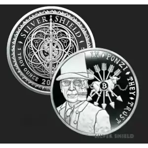 SilverShield In Ponzi They Trust Micromintage 1 oz silver PROOF coin 