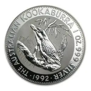 1992 1oz Australia Perth Mint Kookaburra .999 Silver Coin