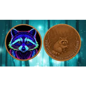 5oz Mystic Night Raccoon Colorized .999 Copper Round in Capsule (3)