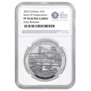 2025 1oz Great Britain Royal Mint Battle of Independence Silver Coin NGC PF70UC Early Releases