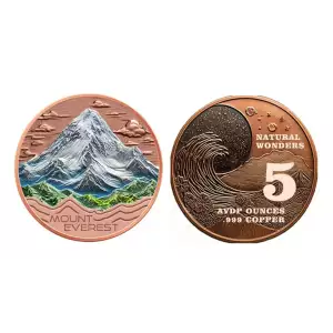 5oz Natural Wonders Series: Mount Everest Colorized .999 Copper Round in Capsule