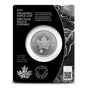 2025 1oz Canada Treasured Maple Leaf w/ Polar Bear Privy Mark .9999 Silver BU Coin in Assay