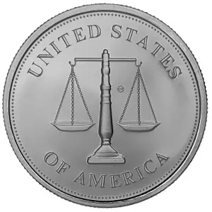 1oz Johnson Matthey USA Justice Scale .999 Silver Round