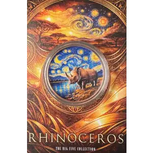 2026 1oz Africa Big 5 Starry Night Fusion Rhino .999 Colorized Copper Round in Blister (4)