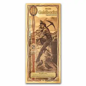 10 Idaho GoldBack Note 1/100th oz .999 Gold