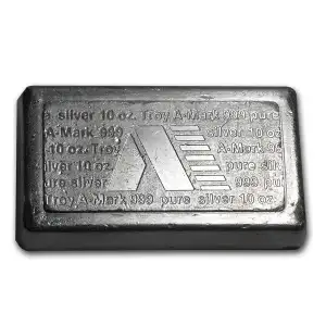 10oz Vintage A-Mark Stacker .999 Silver Bar