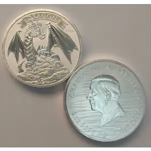 2024 2 oz Australia Perth Mint Mythical Creatures Dragon .9999 Silver Piedfort Coin