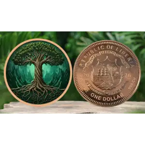 2026 5 oz Liberia Eternal Root Colorized .999 Copper Coin in Capsule