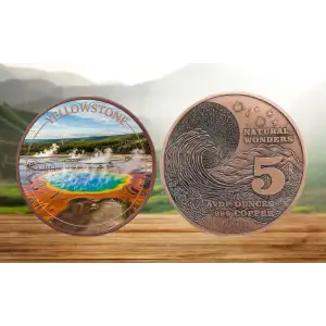 5oz Natural Wonders Series: Yellowstone Colorized .999 Copper Round in Capsule