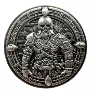 Norse Warrior UHR Antiqued 2 oz Silver Art Round