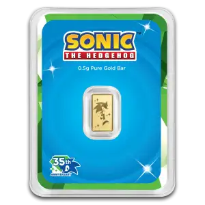 0.5g Sonic the Hedgehog 35th Anniversary .9999 Gold Bar
