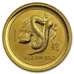 2001 1/10oz  Australian Perth Mint Gold Lunar: Year of the Snake