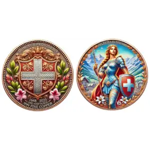1oz Swiss Helvetia Suntenbit Colorized .999 Copper Round