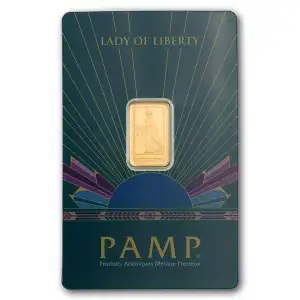 2.5g PAMP Suisse Lady of Liberty .9999 Gold Bar in Assay