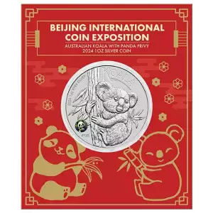 2024 1oz Australia Perth Mint Koala BICE Edition Panda Privy .999 Silver Coin In Card