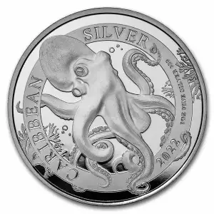 2022 1oz Barbados Caribbean Octopus .999 Silver