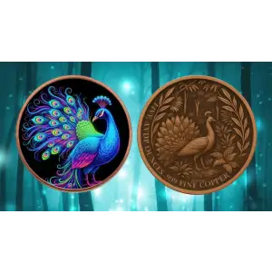 5oz Mystic Night Peacock Colorized .999 Copper Round in Capsule (3)