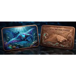 5 oz Stingray Colorized .999 Copper Bar in Capsule