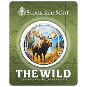 1 oz Scottsdale Mint THE WILD Moose .999 Silver Colorized Round in Certi-Lock Assay (3)