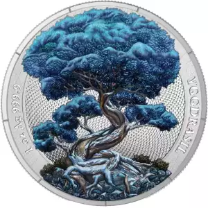 2025 1oz Germania Mythical Forest: Winter Yggdrasil Colorized .9999 Silver Round