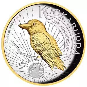 2025 2oz Australia Perth Mint Kookaburra HR Gilded Proof .9999 Silver Coin