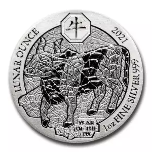 2021 1oz Rwanda Lunar Series - Year of the Ox .999 Silver BU Coin (2)