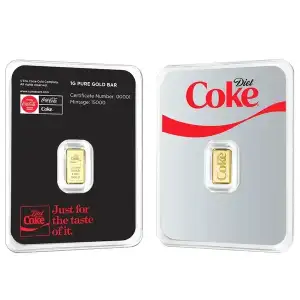 1 gram PAMP Suisse Diet Coke .9999 Gold Proof-like Bar in TEP