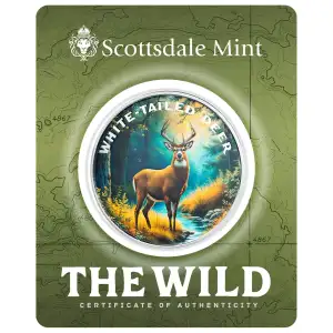 1 oz Scottsdale Mint THE WILD White-Tailed Deer .999 Silver Colorized Round in Certi-Lock Assay  (3)