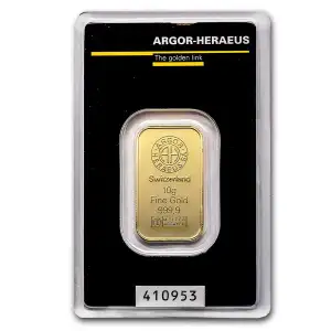 10g Argor-Heraeus .9999 Gold Bar in Assay