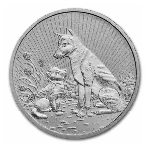 2022 2oz Australia Perth Mint Mother & Baby Dingo .9999 Silver Coin