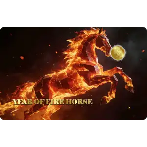2026 1/1000th oz Liberia Year of the Fire Horse .9999 Gold Coin in Card