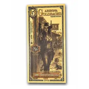 5 Arizona GoldBack Note 1/200th oz .999 Gold (2)