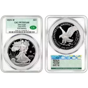 2025 1oz US Mint American Silver Eagle Laser Privy Proof CACG PF70 First Delivery