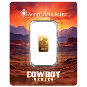 1/100th oz Scottsdale Mint Rifleman .9999 Gold Bar in Certi-Lock Assay