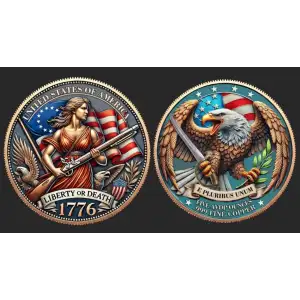 5oz 1776 Liberty or Death Colorized .999 Copper Round in Capsule