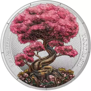 2025 1oz Germania Mythical Forest: Spring Yggdrasil Colorized .9999 Silver Round